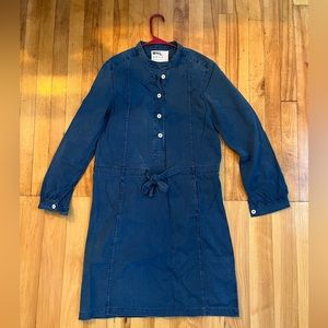 Margaret Howell indigo blue cotton long sleeve dress, medium